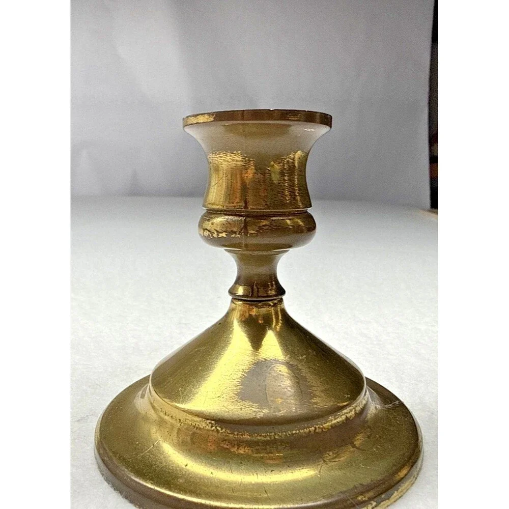 Solid Brass Candlestick Holders Set of 2 Small Taper Candle Holders Vintage